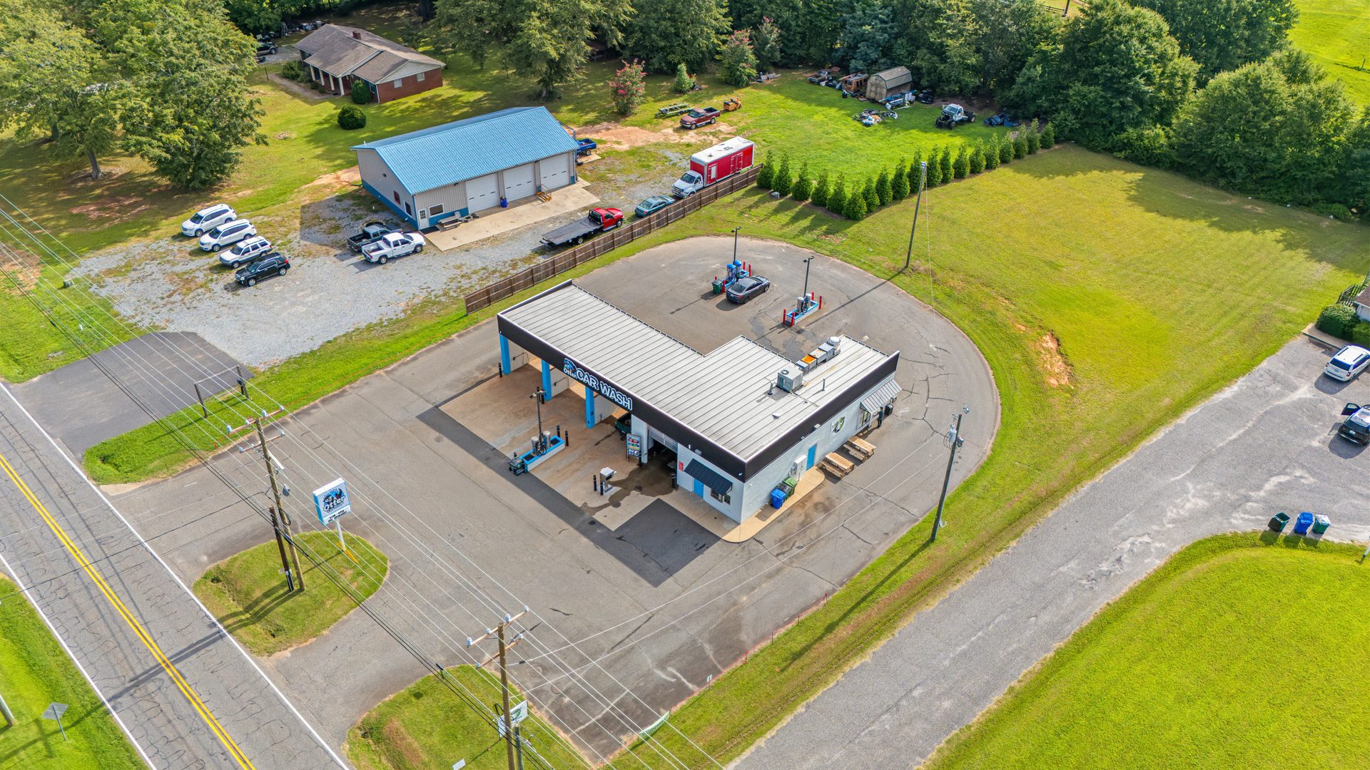 Aerial view of Otter Car Wash on Oakland Rd in Spindale, NC