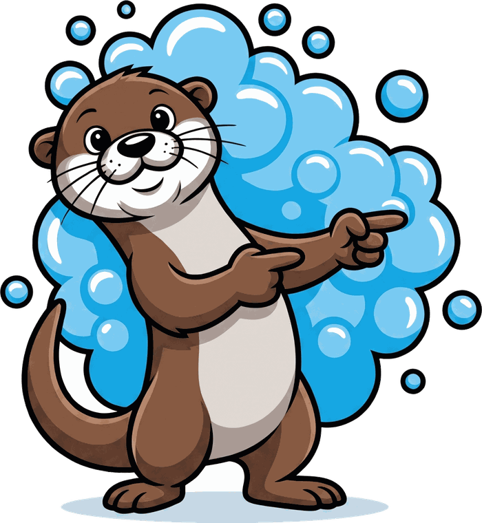 Otter Car Wash mascot pointing to the wash options